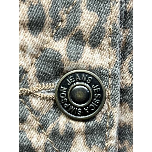 Jessica Simpson Jumper Dress Womens Large Leopard Denim Button front NEW - Picture 8 of 8